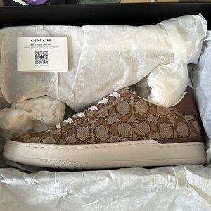 Coach sneakers. Size 7.5 women’s low top. Khaki/saddle